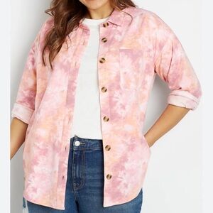 Maurice’s large shacket jacket coat tie dye purple pink